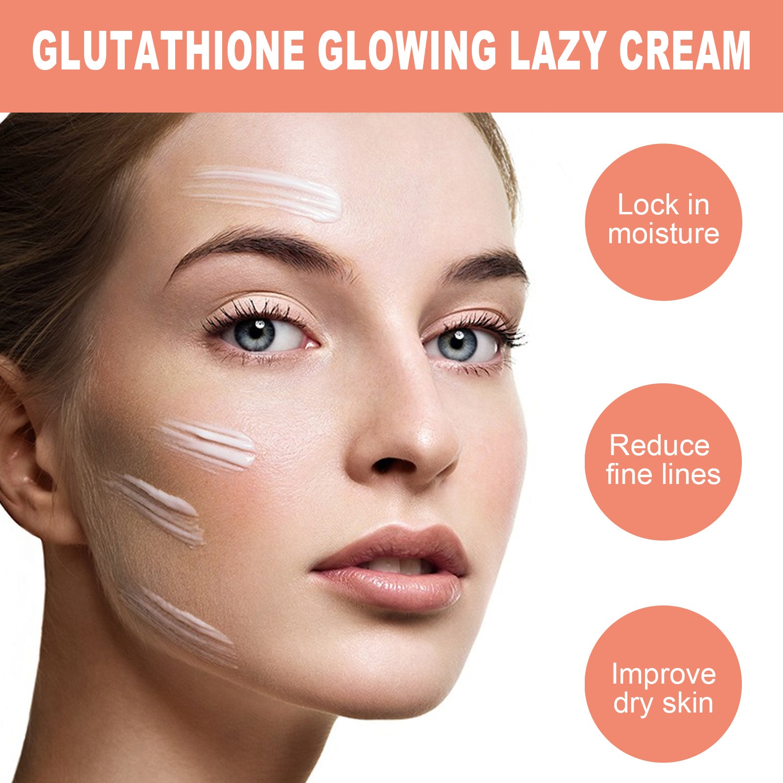 Glutathione Glowing Lazy Cream, Brightening Skin Care Moisturizing Lazy Skin Care Cream